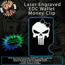 Punisher Girl Laser Engraved EDC  Money Clip Credit Card Wallet