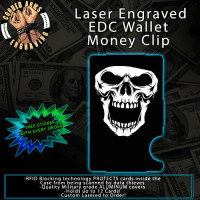 Skull 2 Laser Engraved EDC  Money Clip Credit Card Wallet