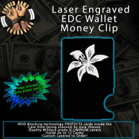 Tiger Lily Laser Engraved EDC  Money Clip Credit Card Wallet