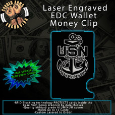 US Navy Anchor Laser Engraved EDC Money Clip Credit Card Wallet
