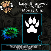 Wolf Paw Laser Engraved EDC  Money Clip Credit Card Wallet