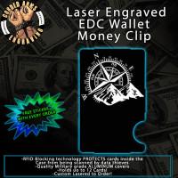 Compass Laser Engraved EDC  Money Clip Credit Card Wallet