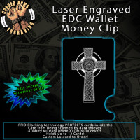 Celtic Cross Laser Engraved EDC  Money Clip Credit Card Wallet