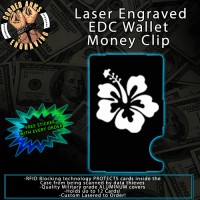 Hibiscus Laser Engraved EDC  Money Clip Credit Card Wallet