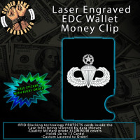 Master Parachutist Badge Laser Engraved EDC Money Clip Credit Card Wallet