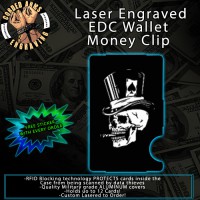 Top Hat Skulls Laser Engraved EDC  Money Clip Credit Card Wallet