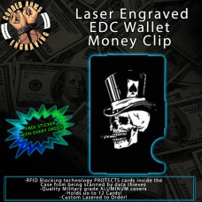 Top Hat Skulls Laser Engraved EDC  Money Clip Credit Card Wallet