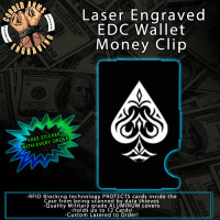 Aces of Spades Tribal Laser Engraved EDC Money Clip Credit Card Wallet
