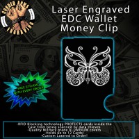 Butterfly 2 Laser Engraved EDC  Money Clip Credit Card Wallet