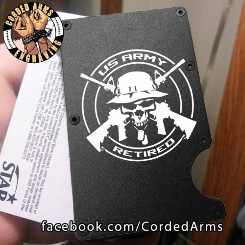 US Army Retired Laser Engraved EDC Money Clip Credit Card Wallet